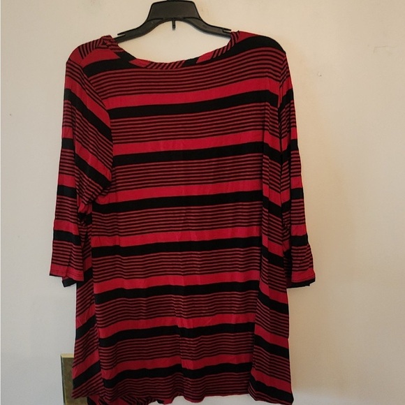 NY collection red and black striped blouse size womens 1x - Picture 2 of 4